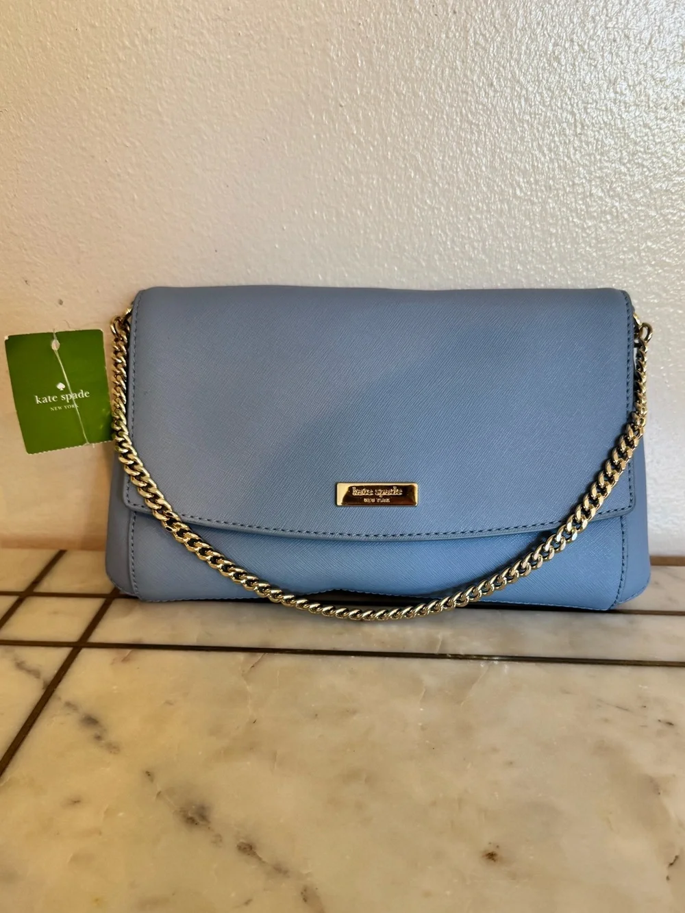 NWT kate spade Blue Leather Crossbody/Shoulder Bag with detachable leather strap